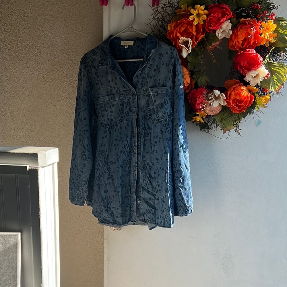 Side Stitch Blue Button Down Shirt